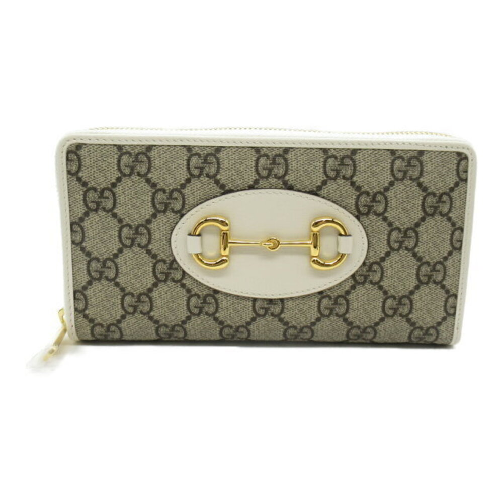 Gucci GG Supreme leather round long wallet white Wallet
